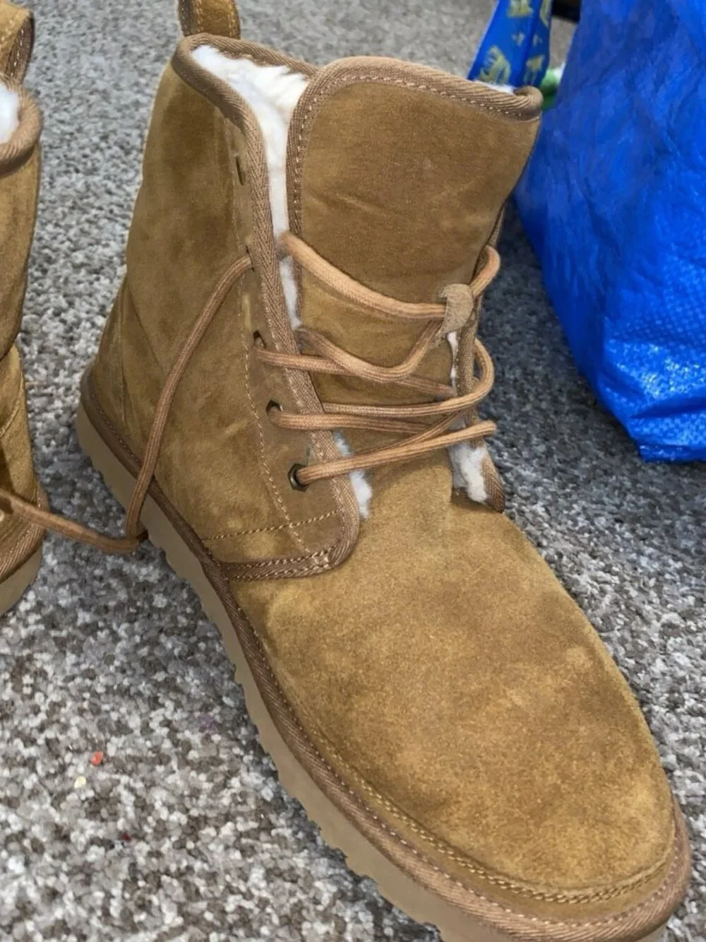 UGG Neumel Chestnut Suede Sheepskin Lined Chukka Boots Mens 13 EUC